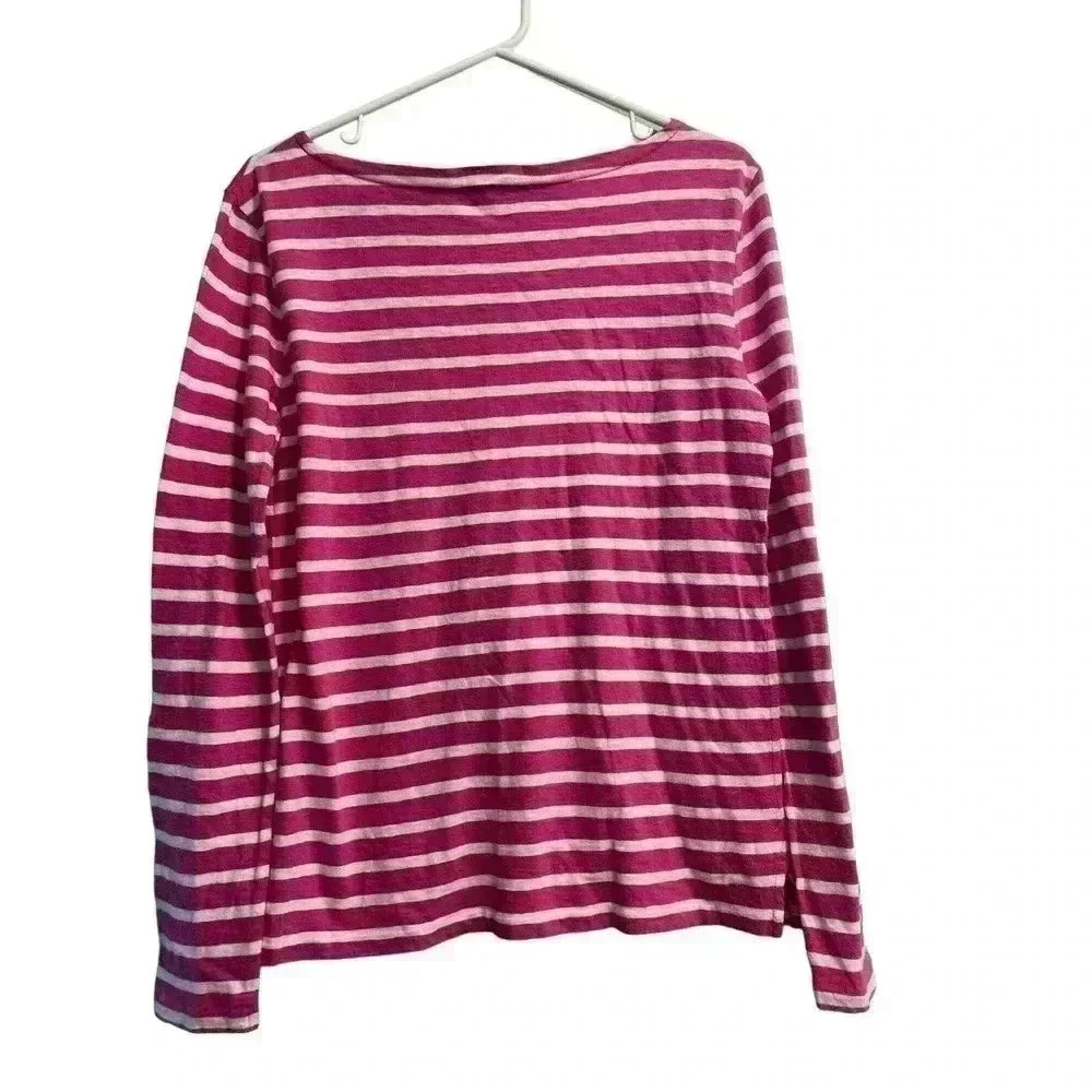 Ralph Lauren Sport Long Sleeve Crew Neck Blouse Pink White Size Medium - Picture 5 of 6